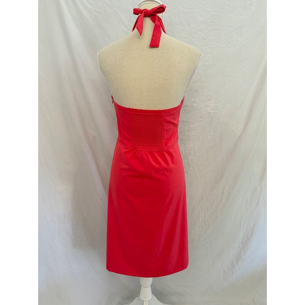 Athleta Halter Dress Women Hot Pink Surplice Smocked Back Performance 10T - Picture 3 of 6